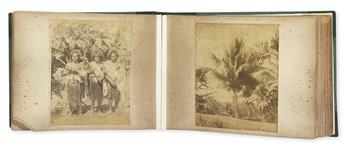 (FIJI, TASMANIA, OCEANIA--EARLY PHOTOGRAPHS.) Album containing 57 mounted albumens of Oceanic peoples and locations,